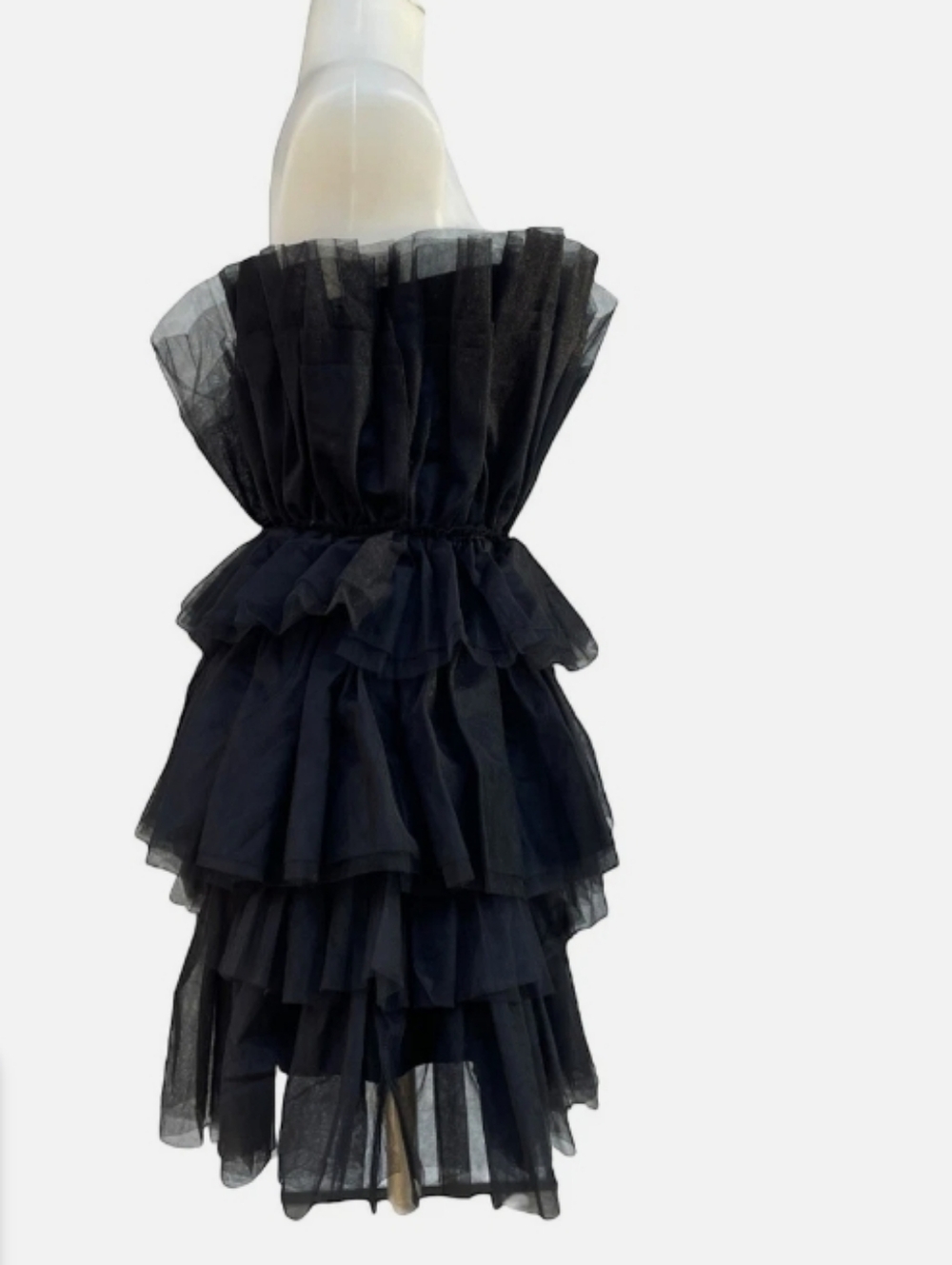 MABLE Black Tiered Tulle Strapless Ruffle Mini Dress Size M - Picture 9 of 9
